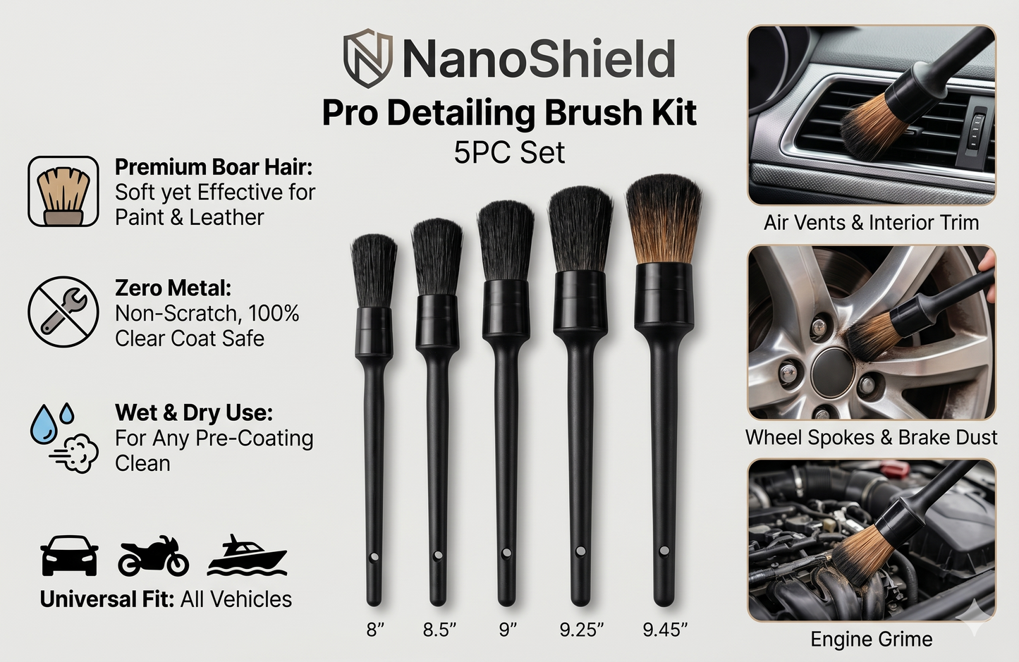 NanoShield 5PC Pro Detailing Brush Kit